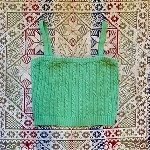 Vintage Lauren Ralph Lauren Tank Top Shirt Green Cable Knit Cotton LRL S
